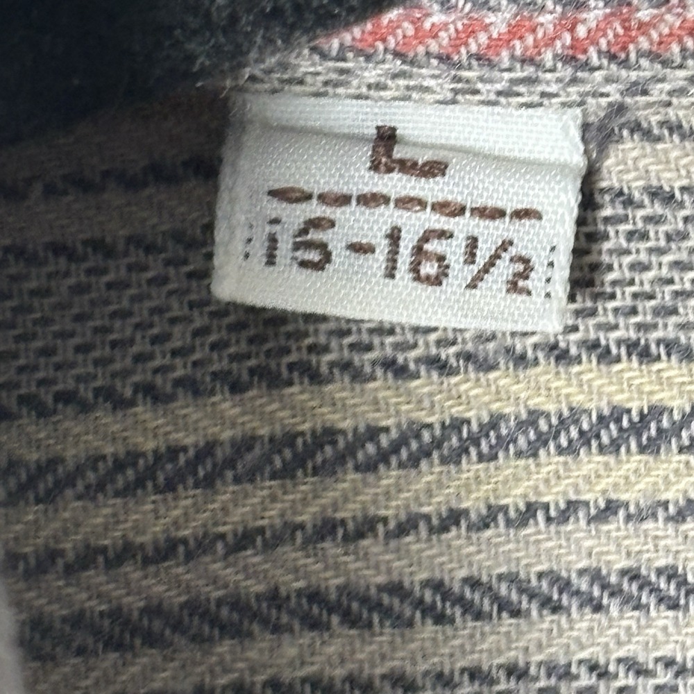 Ruff Hewn Button Down Shirt Men's L‎ Classic Fit Tan Striped Cotton NPL 16/16.5 - Picture 3 of 16